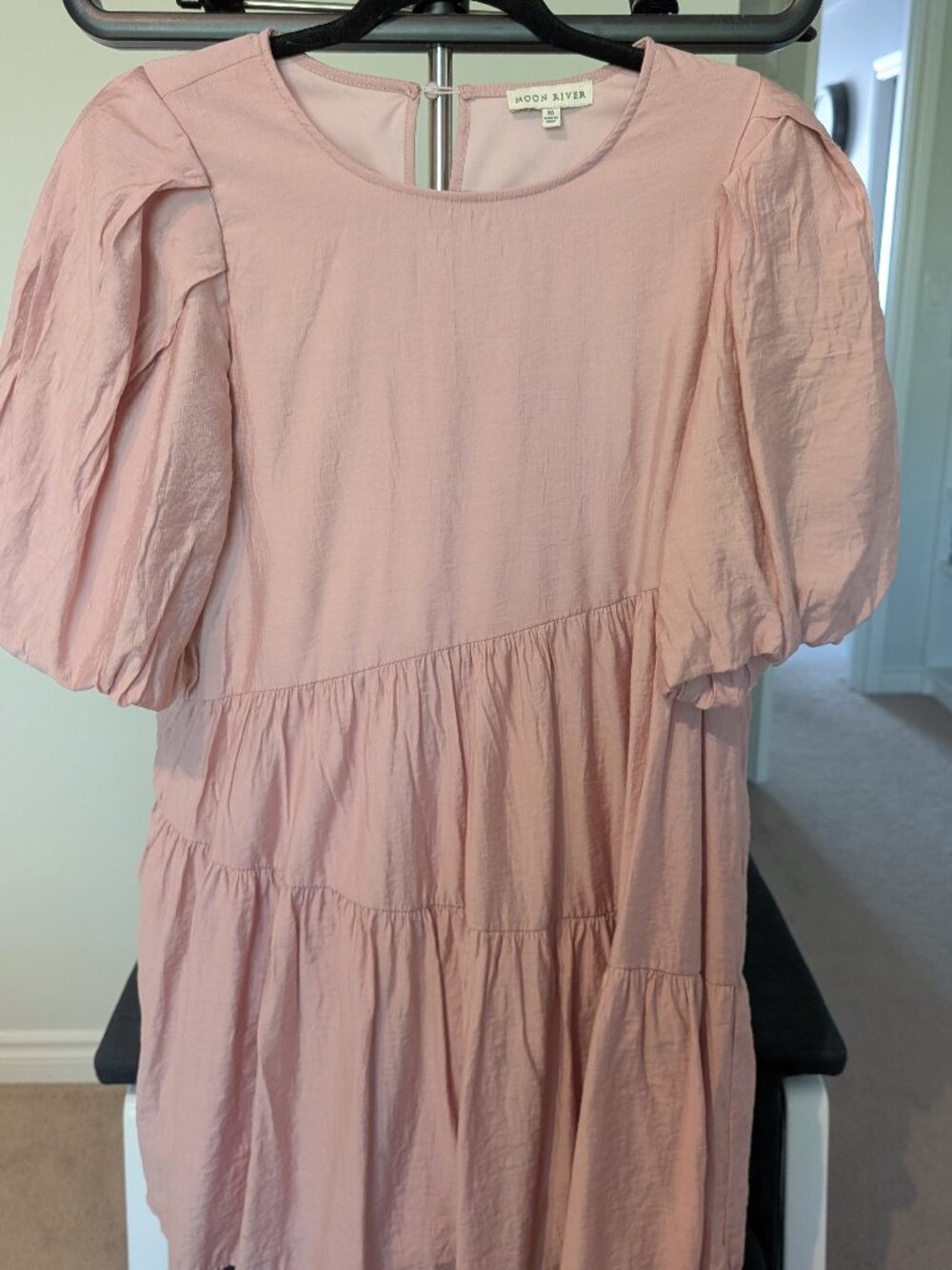 Asymmetrical blush pink mini dress